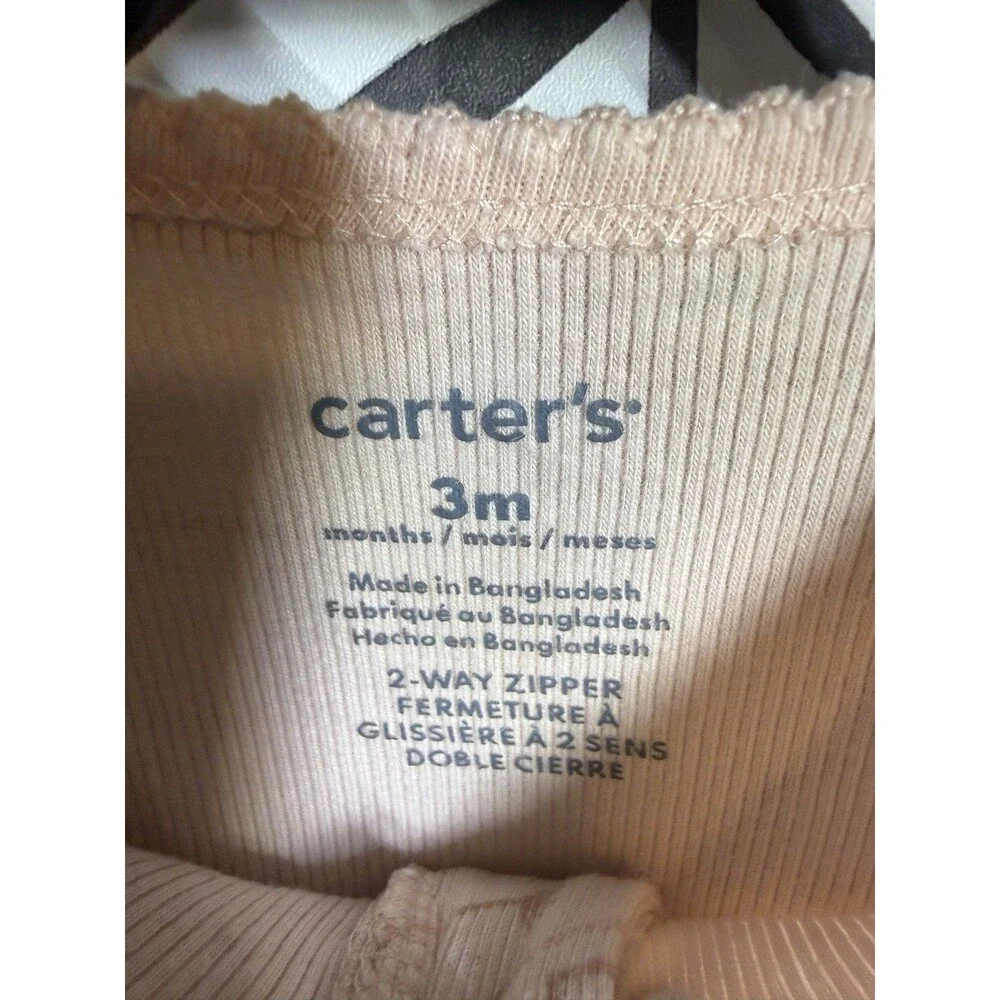 Carter’s Pink Brown Lion Leopard 2Pc Zipper Cotton Sleepers Baby Girl 0-3M 6034
